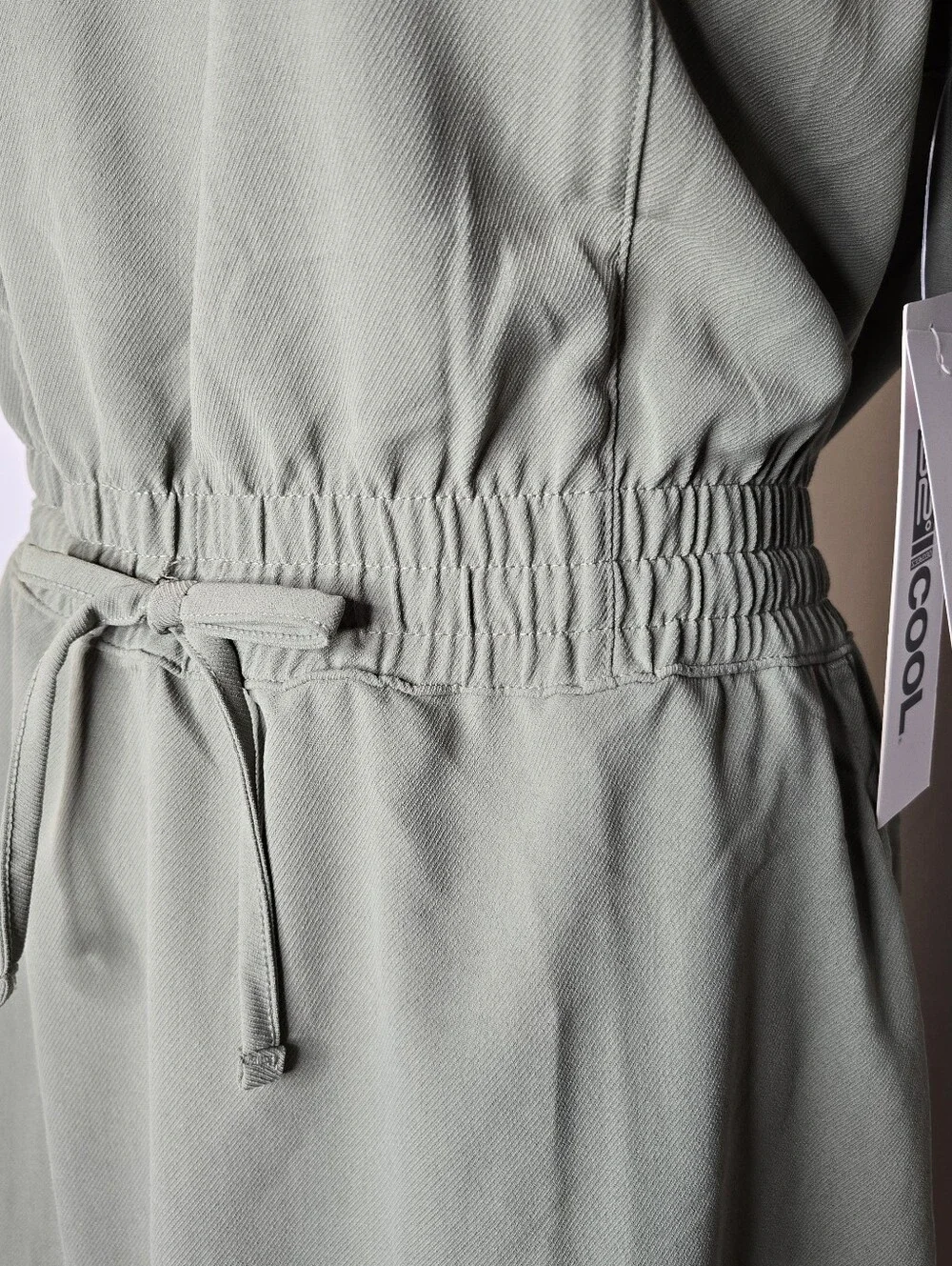 32 Degrees Agave Leaf Green Soft Twill Drawstring Waist Dress Pockets Large NWT